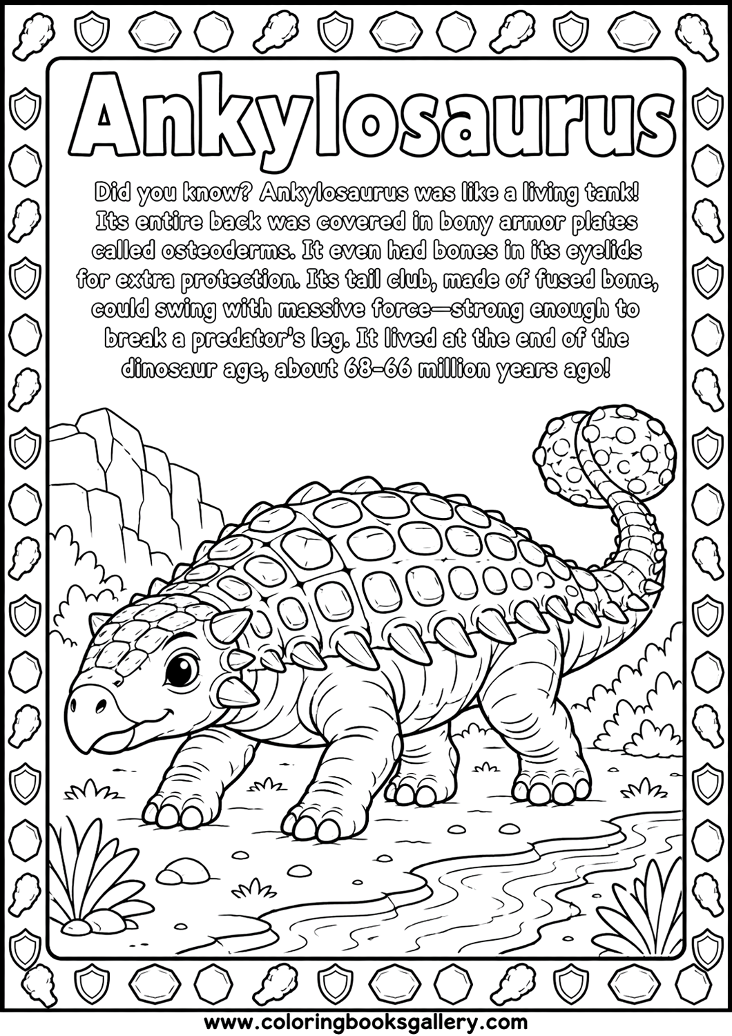 Armored Ankylosaurus coloring page – Free Printable Coloring Sheet for Kids and Adults – free coloring page for kids