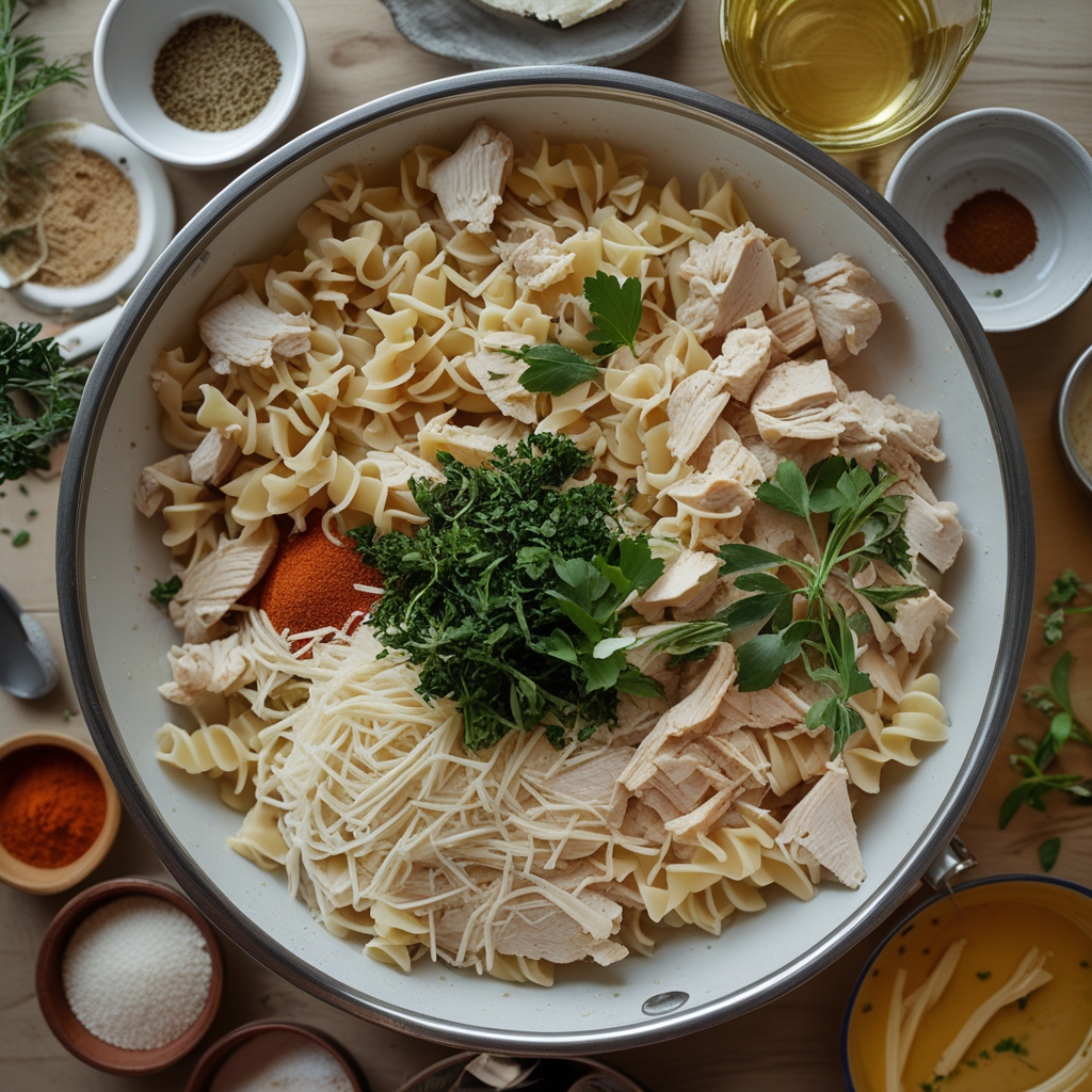 Ingredients for One-Pot Chicken Alfredo Pasta - Easy & Creamy Weeknight Dinner