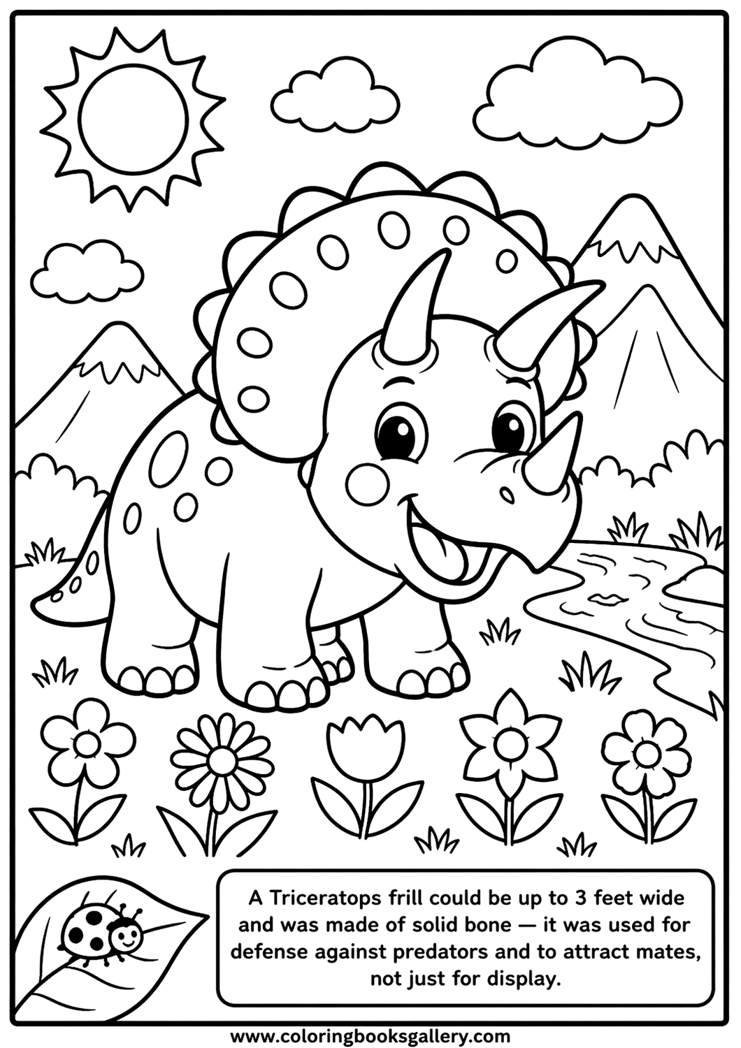 Fun Triceratops Coloring Page for Kids – Free Printable Coloring Sheet for Kids and Adults – free coloring page for kids
