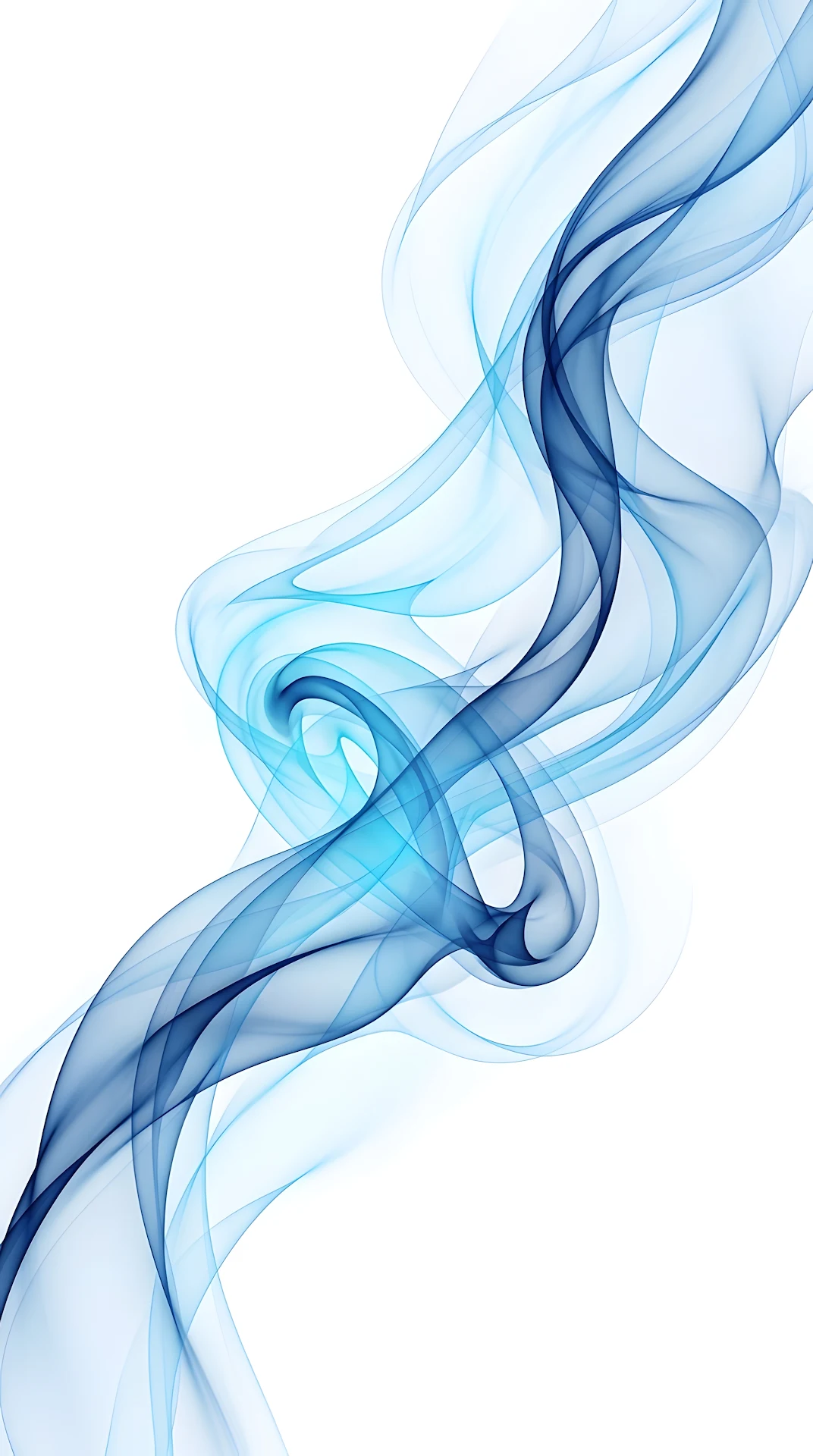 Abstract Translucent Blue Smoke Ribbons on a Clean White Background - Free 4K mobile Wallpaper
