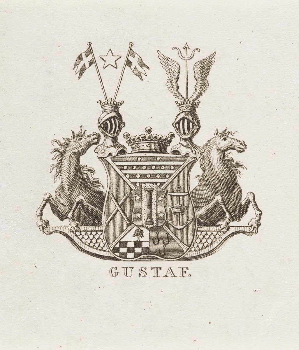 Bookplate of freiherr Gustaf Ridderstolpe
