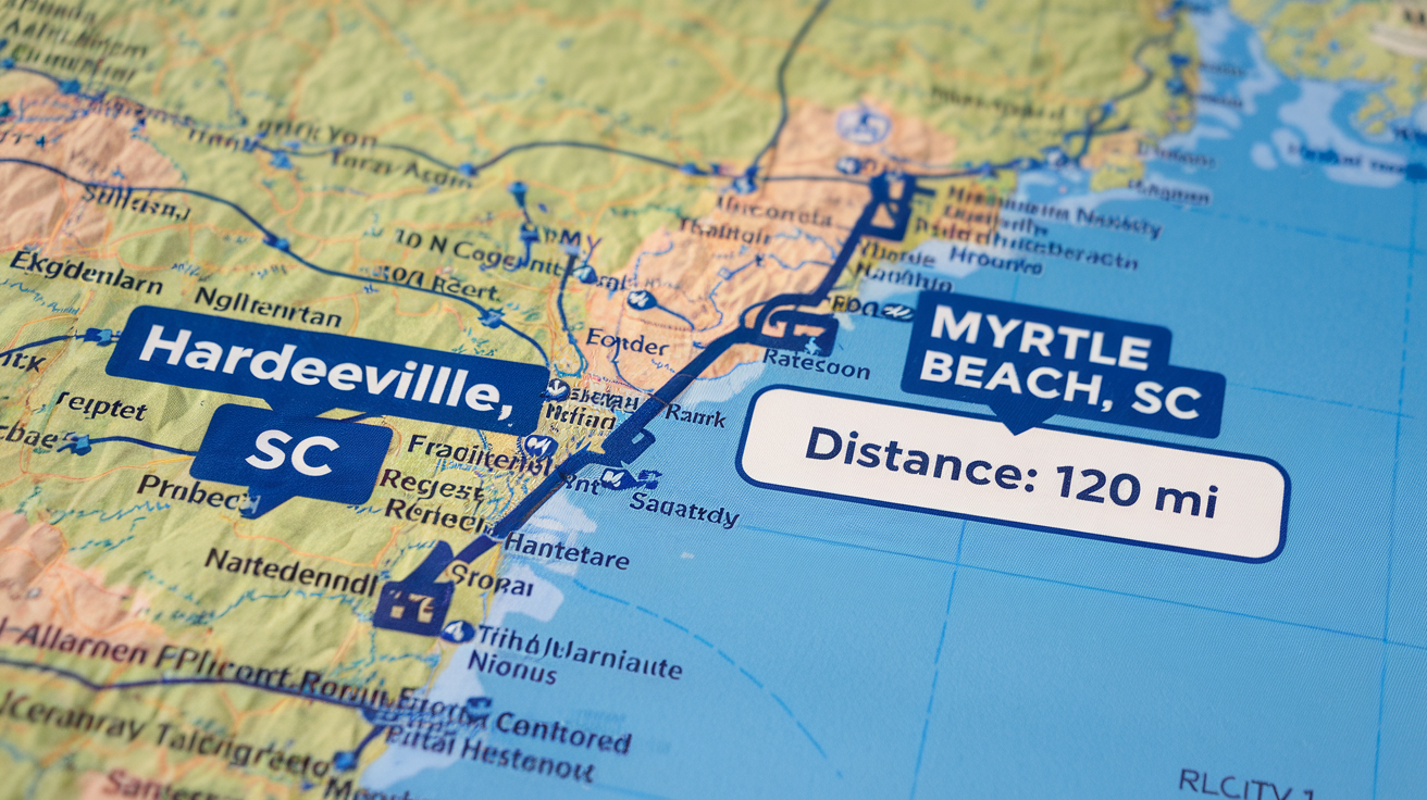 Distance and Travel Tips: Hardeeville SC to Myrtle Beach SC