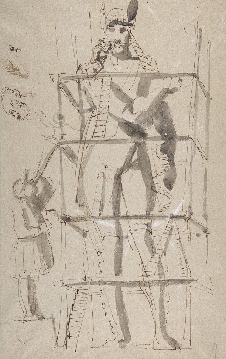 Sculptor At Work On A Colossal Statue 18th Century
