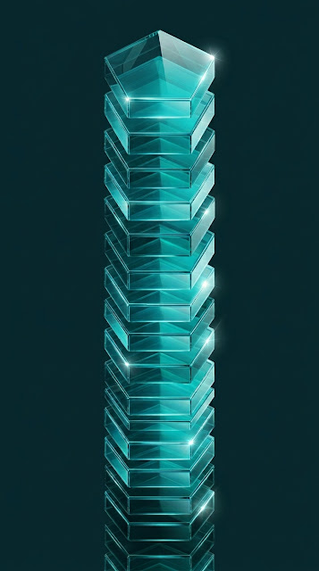 Modern Abstract Translucent Teal Glass Pentagons - Free mobile Wallpaper