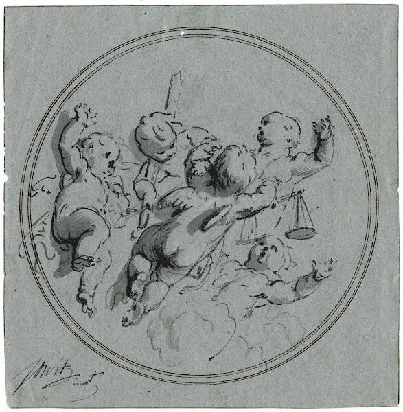 Putti met de attributen van de rechtvaardigheid