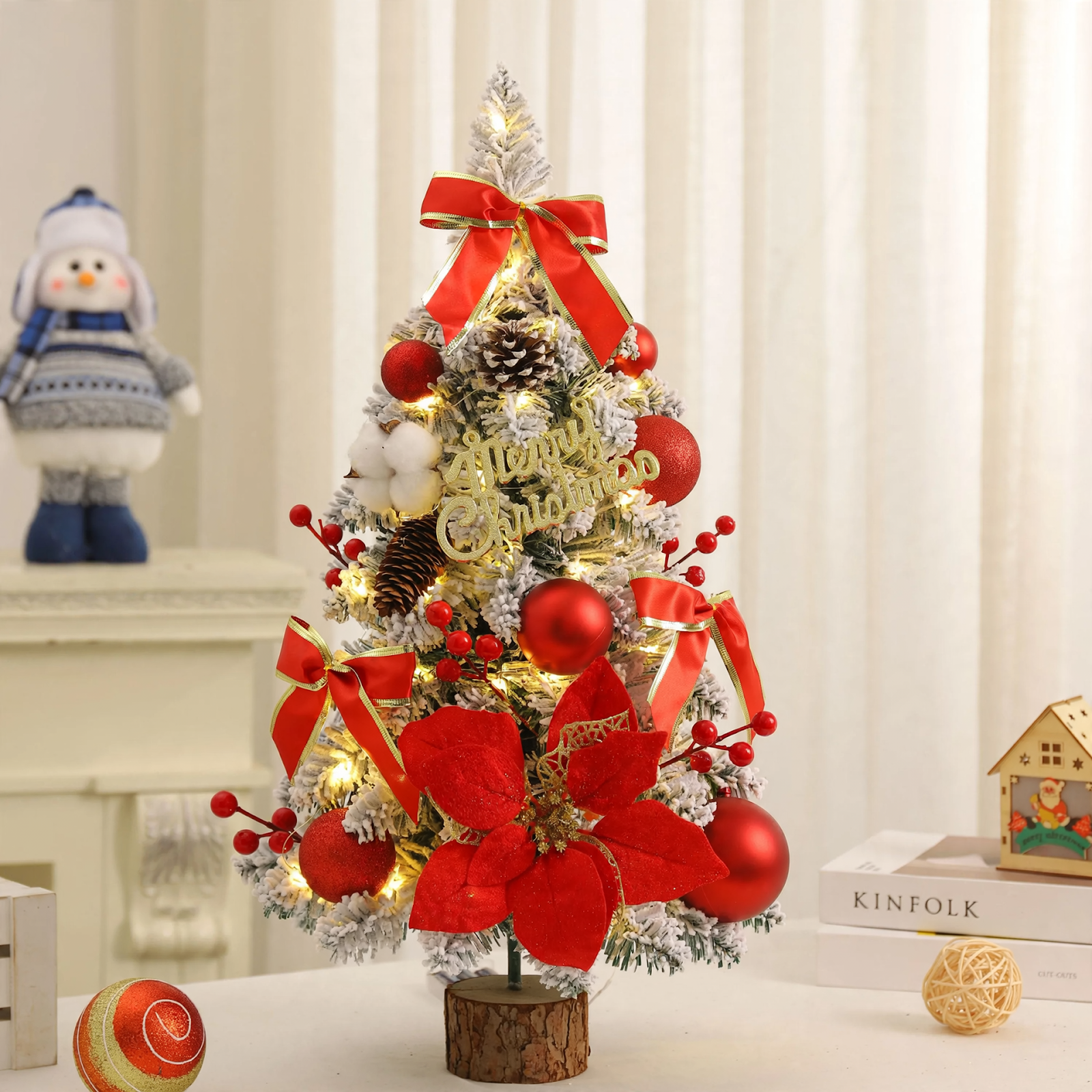 Mini Christmas Tree with Flocked Branches, 45-75 cm