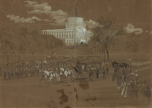 Funeral of Col Vosburgh The Hearse approaching the RR Depot 1861