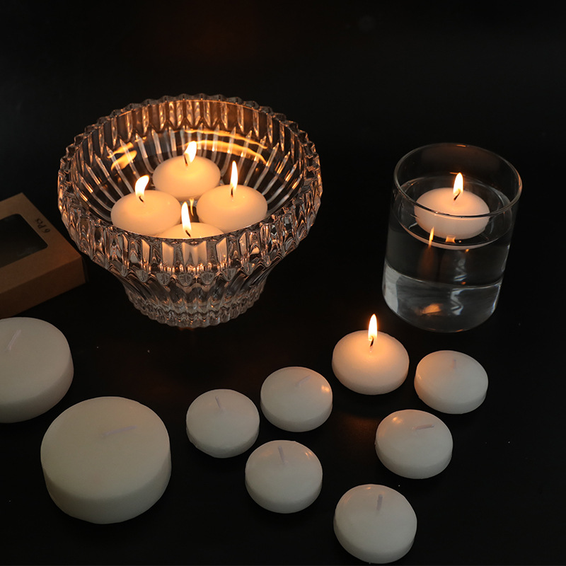 Soy wax floating candles, cylindrical