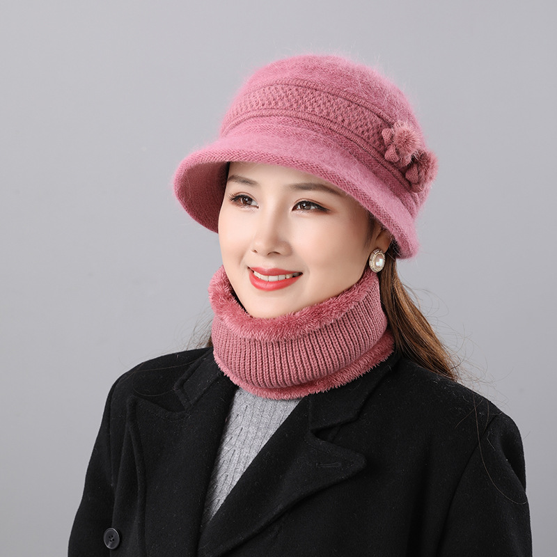 Women's Bell Hat and Scarf Set, warm, for autumn and winter