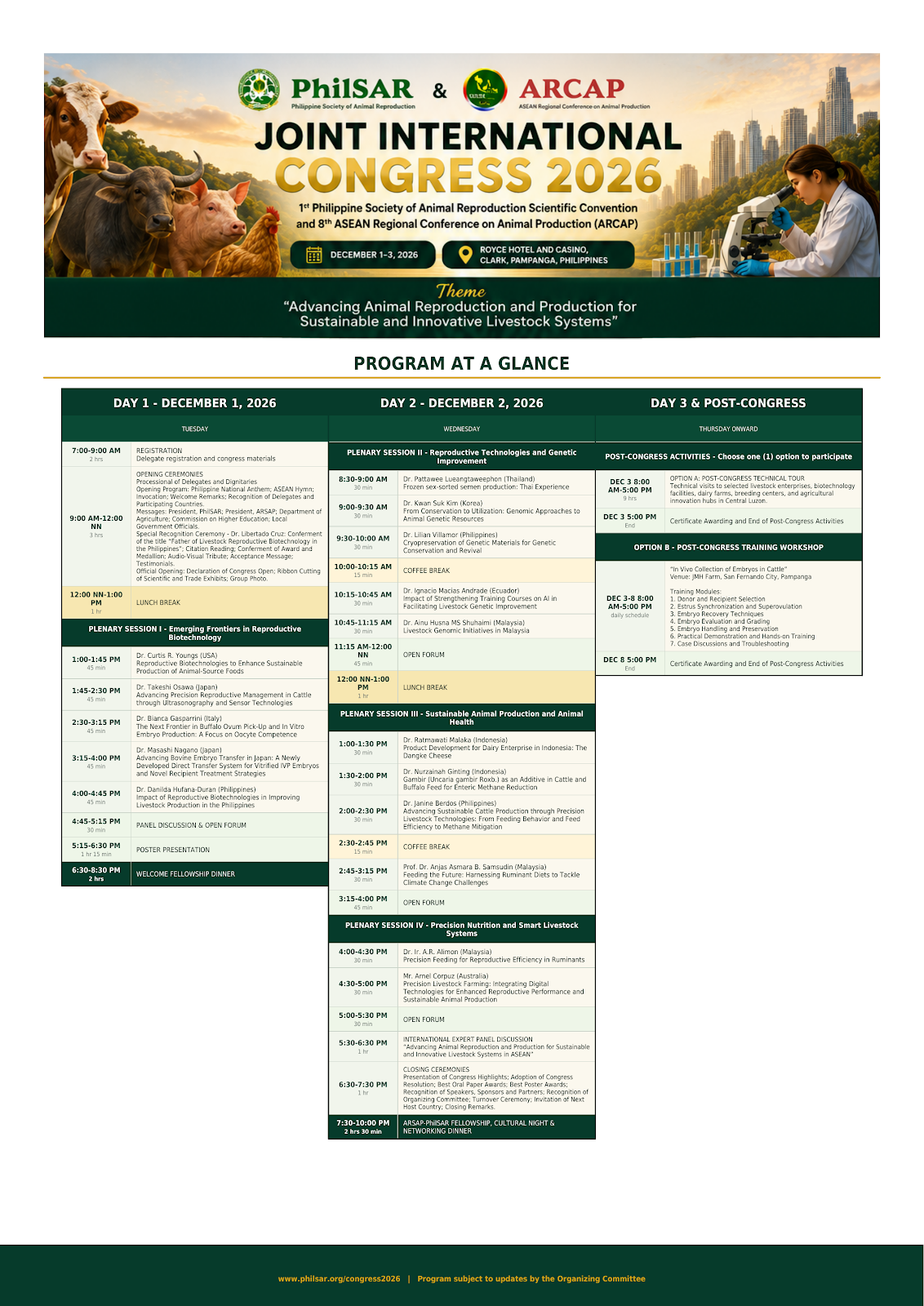 Joint International Congress 2026 Program at a Glance