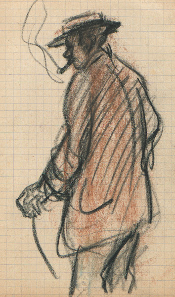 Profiel van een rokende staande man 1905