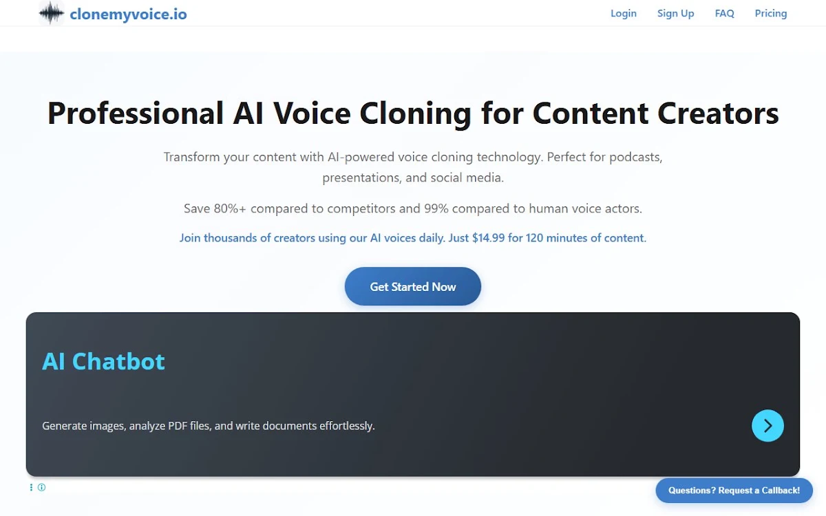 Captura de Clonemyvoice.io