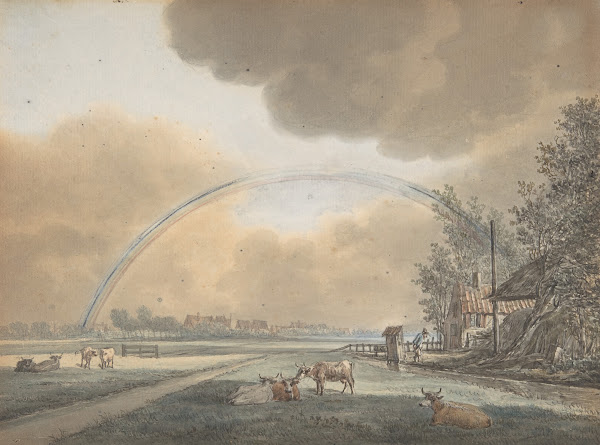 Landscape with a Rainbow over a Farmhouse and Distant Village