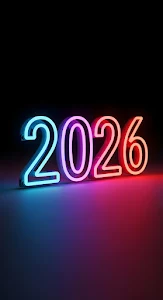 Neon Glow 2026 New Year Sign Rendering