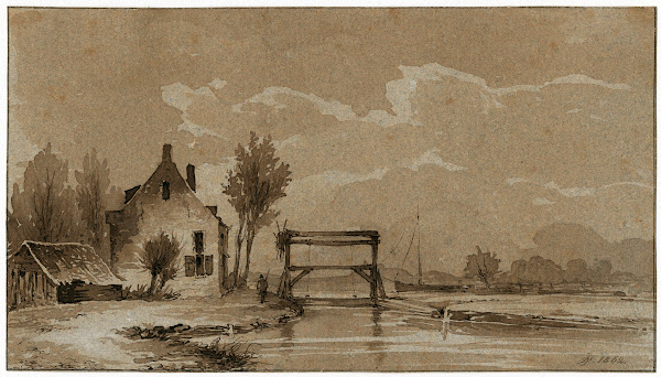 Huis bij een overtoom in een riviertje 1862