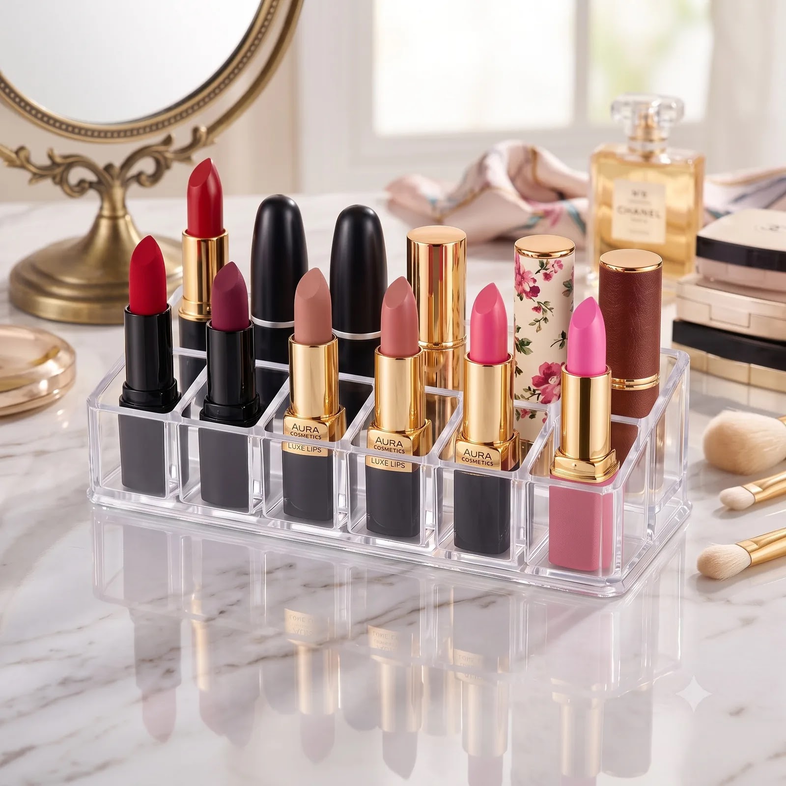 Organizador Maquillaje Acrilico Labial 12 Divisiones