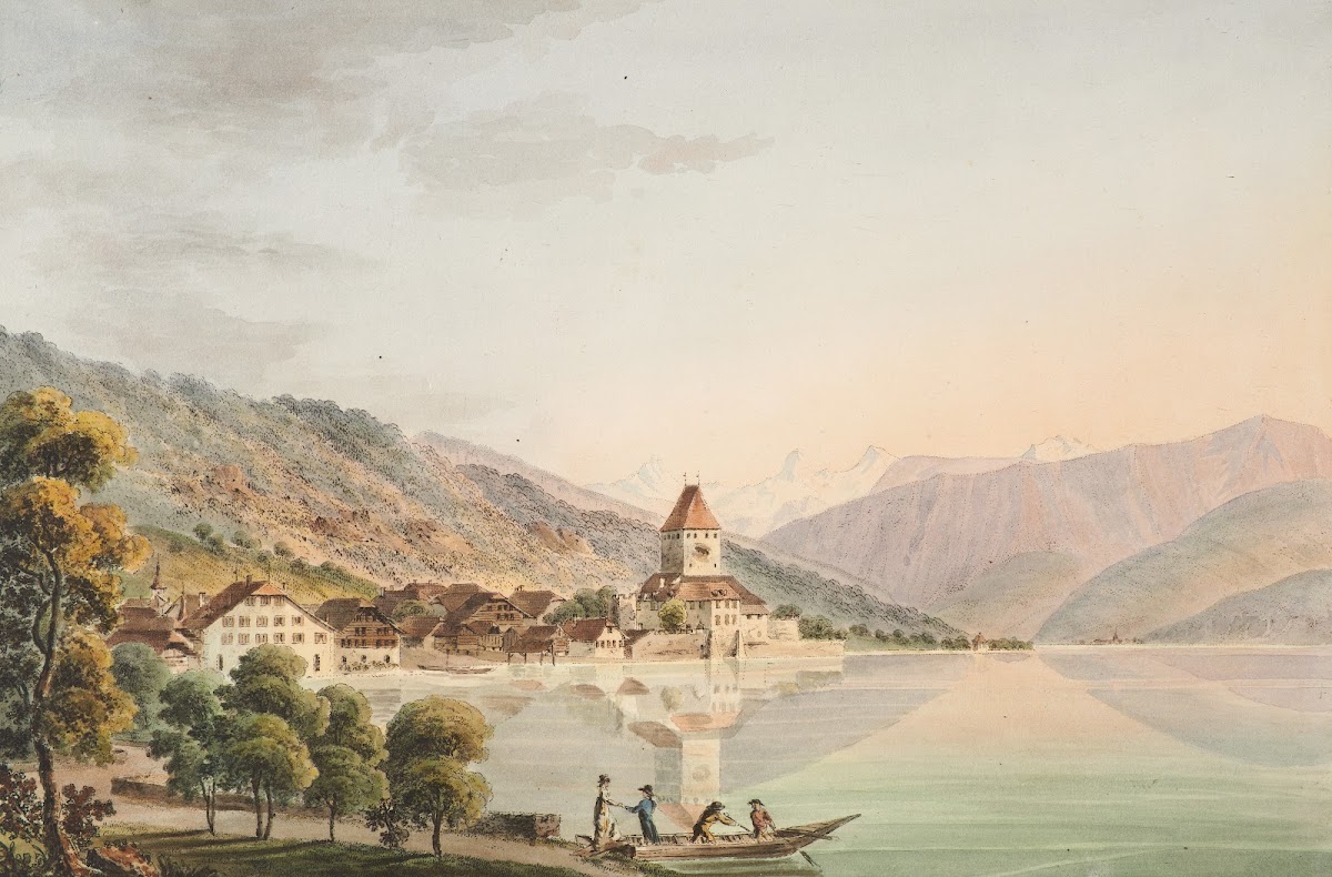 Vûe du Chateau dOberhofen au Lac de Thoune