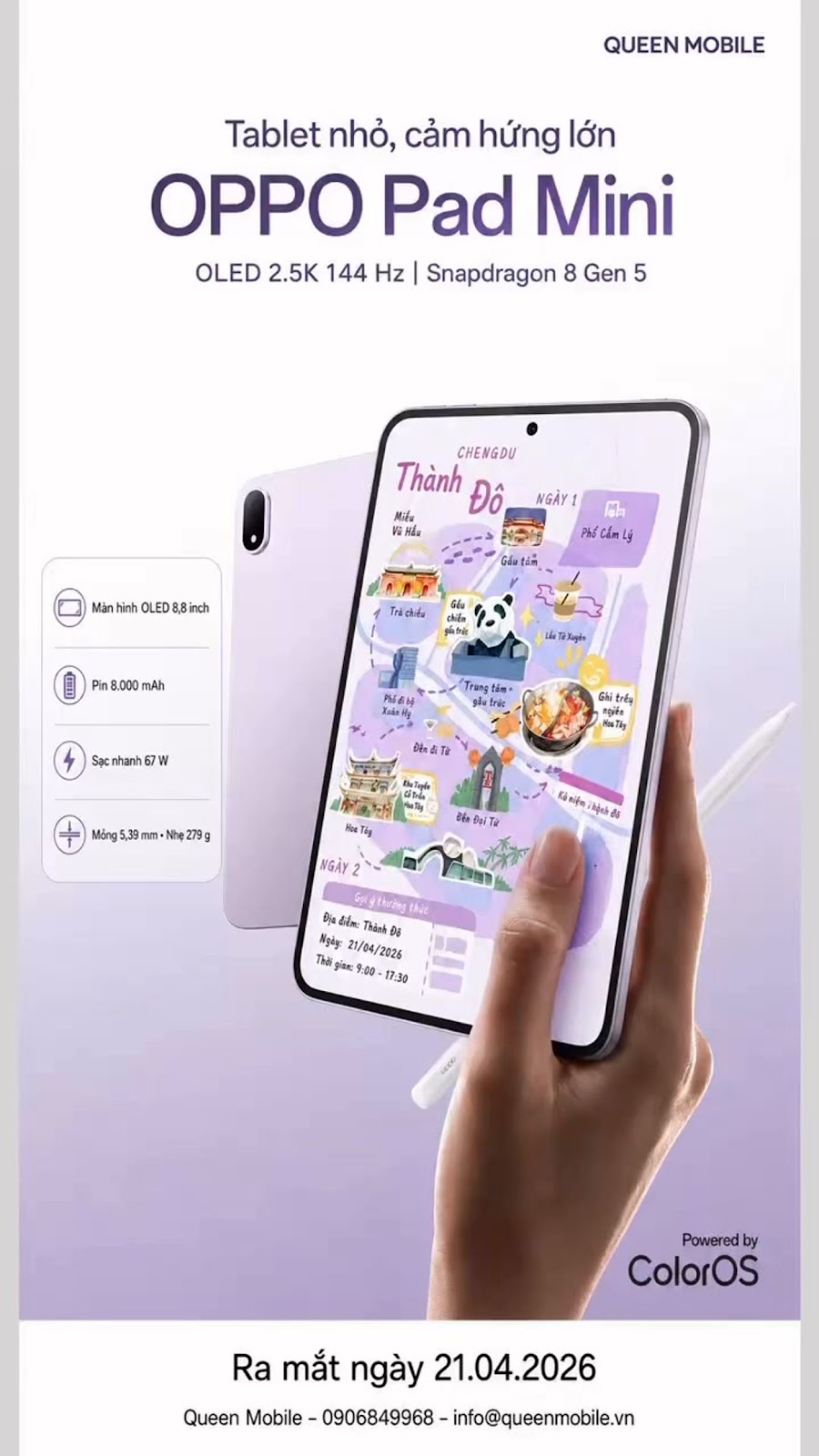 OPPO Pad Mini launched with 2.5K 144 Hz OLED screen and Snapdragon 8 Gen 5 #OPPO #OPPOPadMini #Tablet #MayTinhBang #Snapdragon8Gen5 #OLED #ColorOS #CongNghe #TabletAndroid