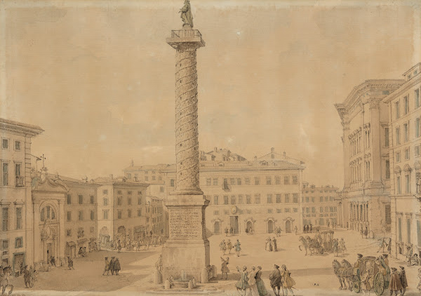 View of Piazza Colonna with the Column of Marcus Aurelius Rome