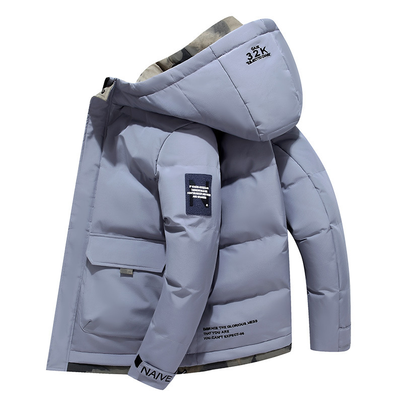 Insulated hooded jacket for men, short