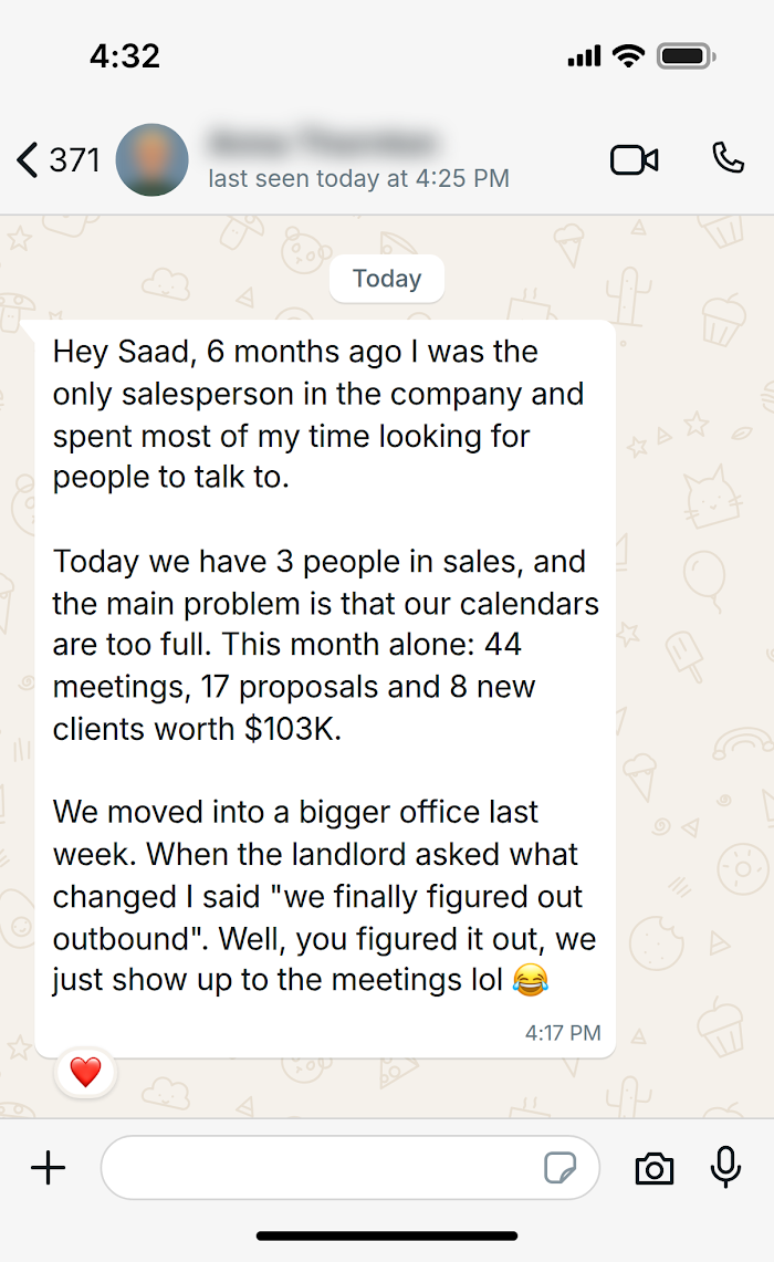 Client message on WhatsApp