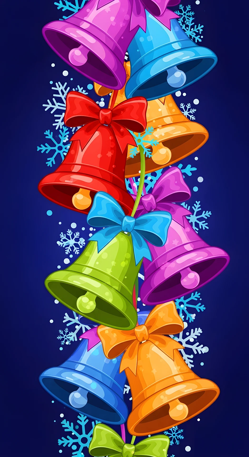 Vibrant Cartoon Christmas Jingle Bells Illustration - Free 4K mobile Wallpaper