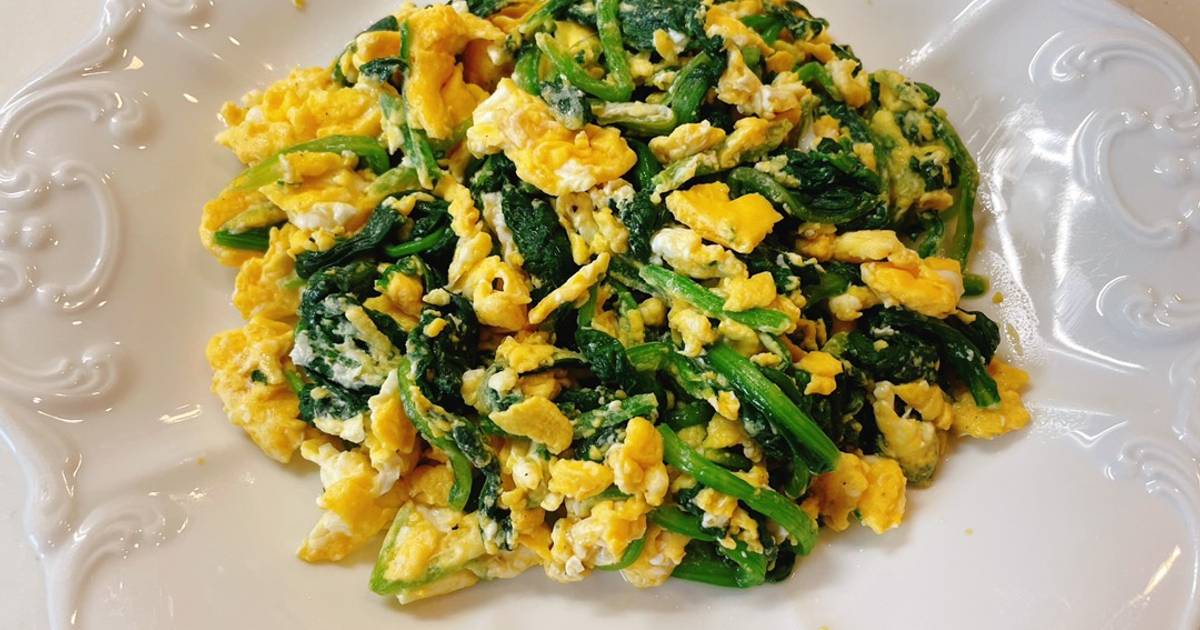 Cải bó xôi xào trứng