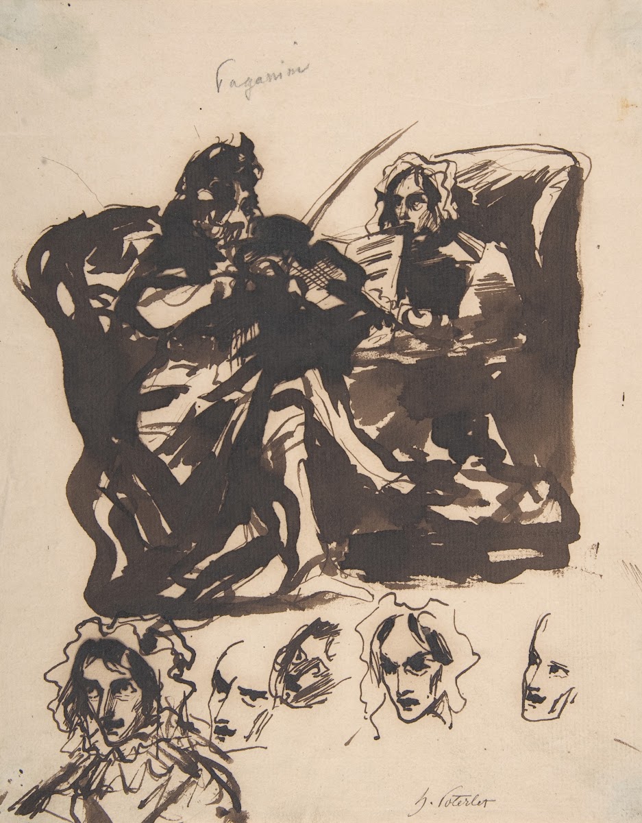 Paganini Playing and Studies of Heads 182035