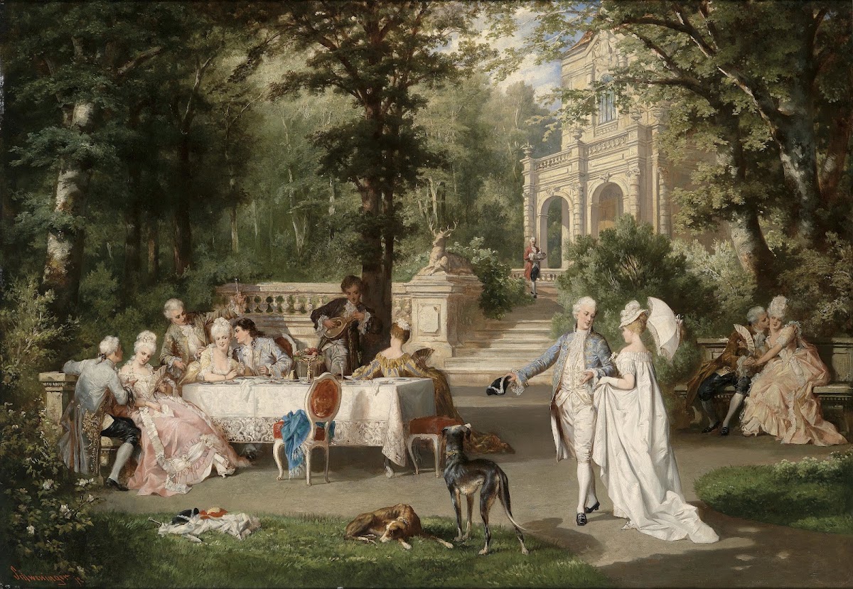 Galante Gesellschaft im Schlosspark