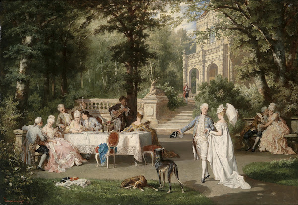 Galante Gesellschaft im Schlosspark
