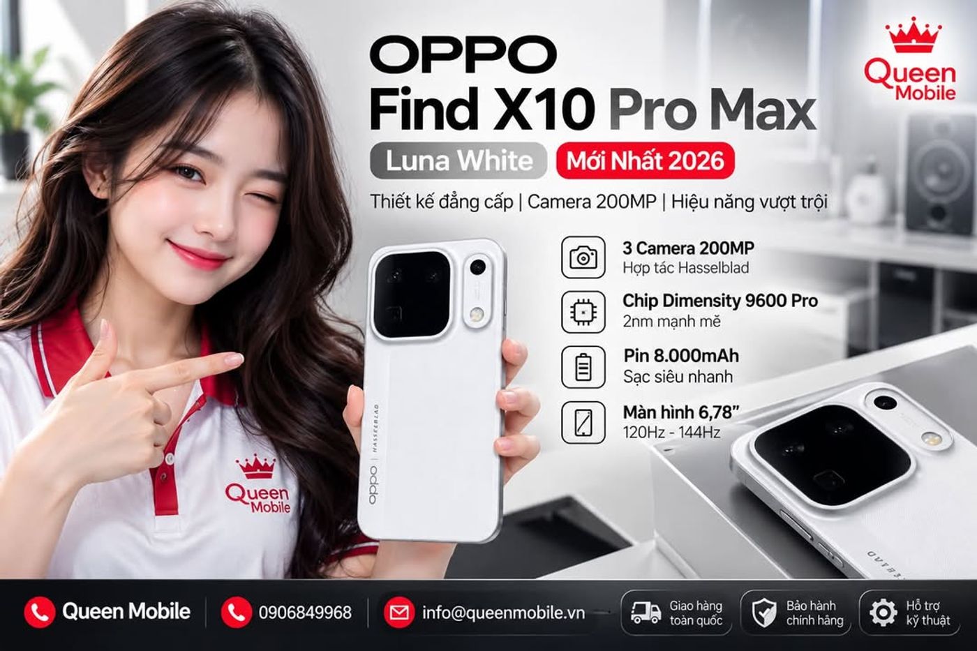OPPO Find X10 Pro Max màu Luna White gây chú ý với 3 camera 200MP, chip 2nm và thiết kế Hasselblad độc đáo