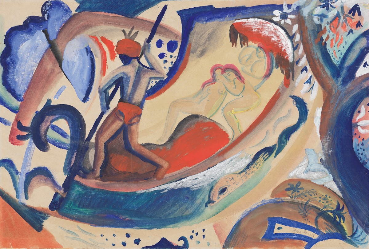 Nackte Mädchen in der Barke 1911