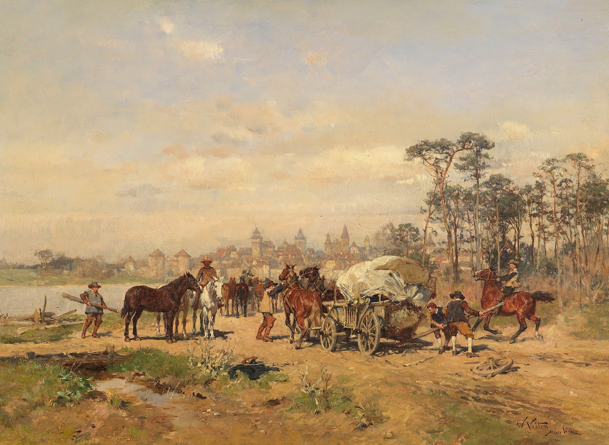 Achsbruch auf der Straße nach Rothenburg Ca 1880 90