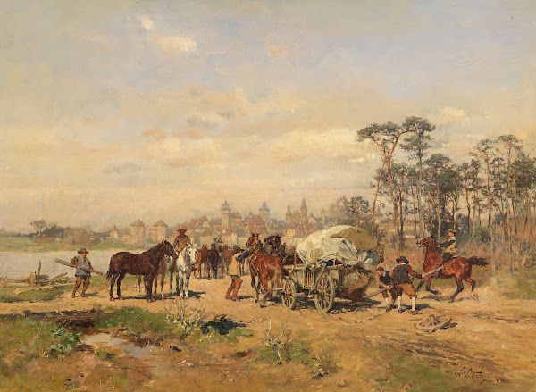 Achsbruch auf der Straße nach Rothenburg Ca 1880 90