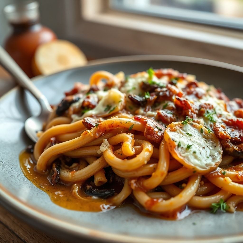 Balsamic Onion & Goat’s Cheese Pasta Bake - Easy Homemade Comfort Food in 40 Min finished
