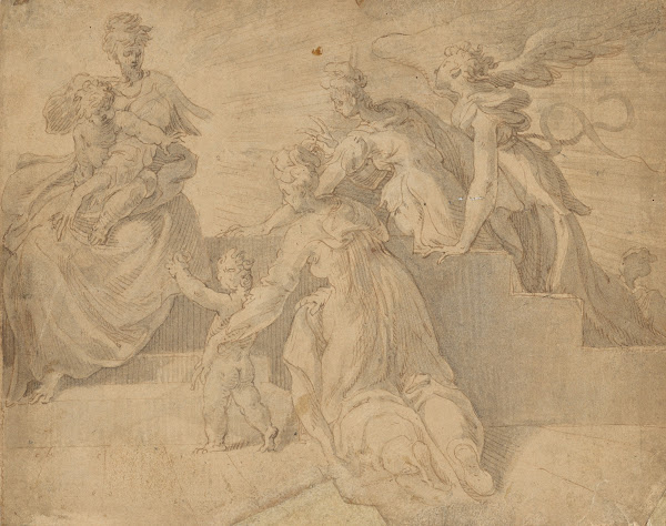 Madonna and Child with the Infant Saint John the Baptist Three Women and an Ange