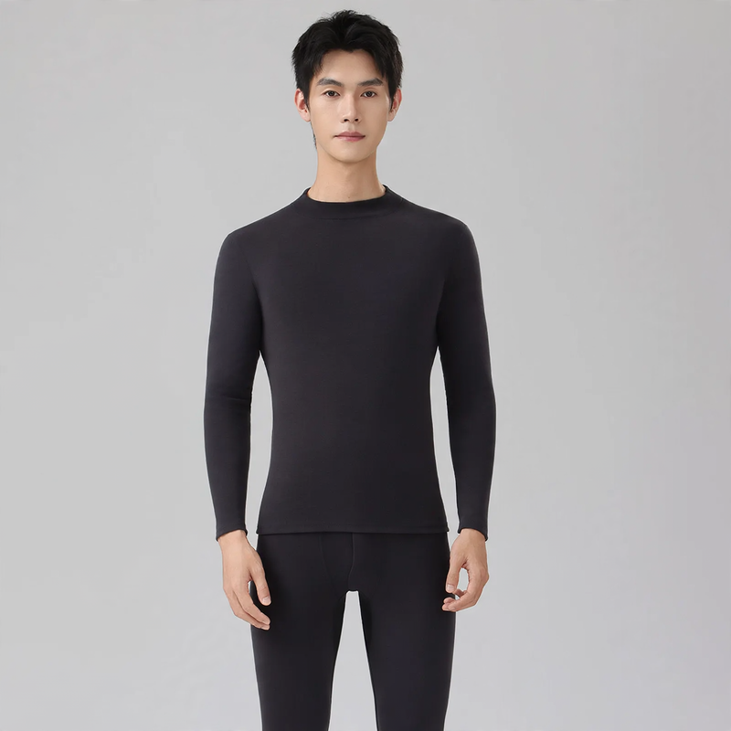Thermal underwear set with stand-up collar, padded