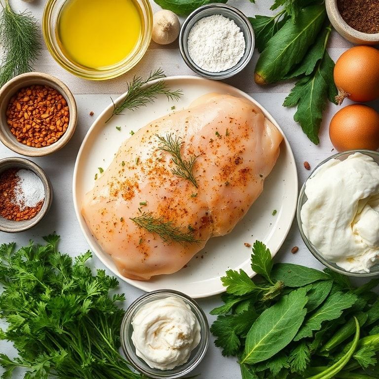 Ingredients for Crispy Dill Pickle Parmesan Chicken Recipe for Dinner – Quick & Homemade Delight