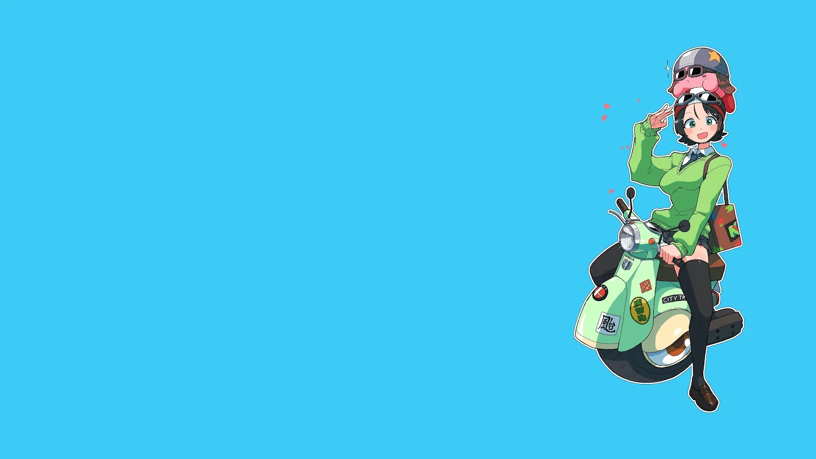 Scooter Ride With Kirby 5K Desktop Wallpaper