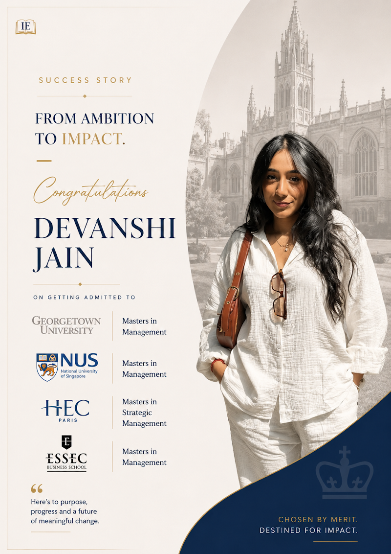 Devanshi Jain — Intelligent Education admit success story