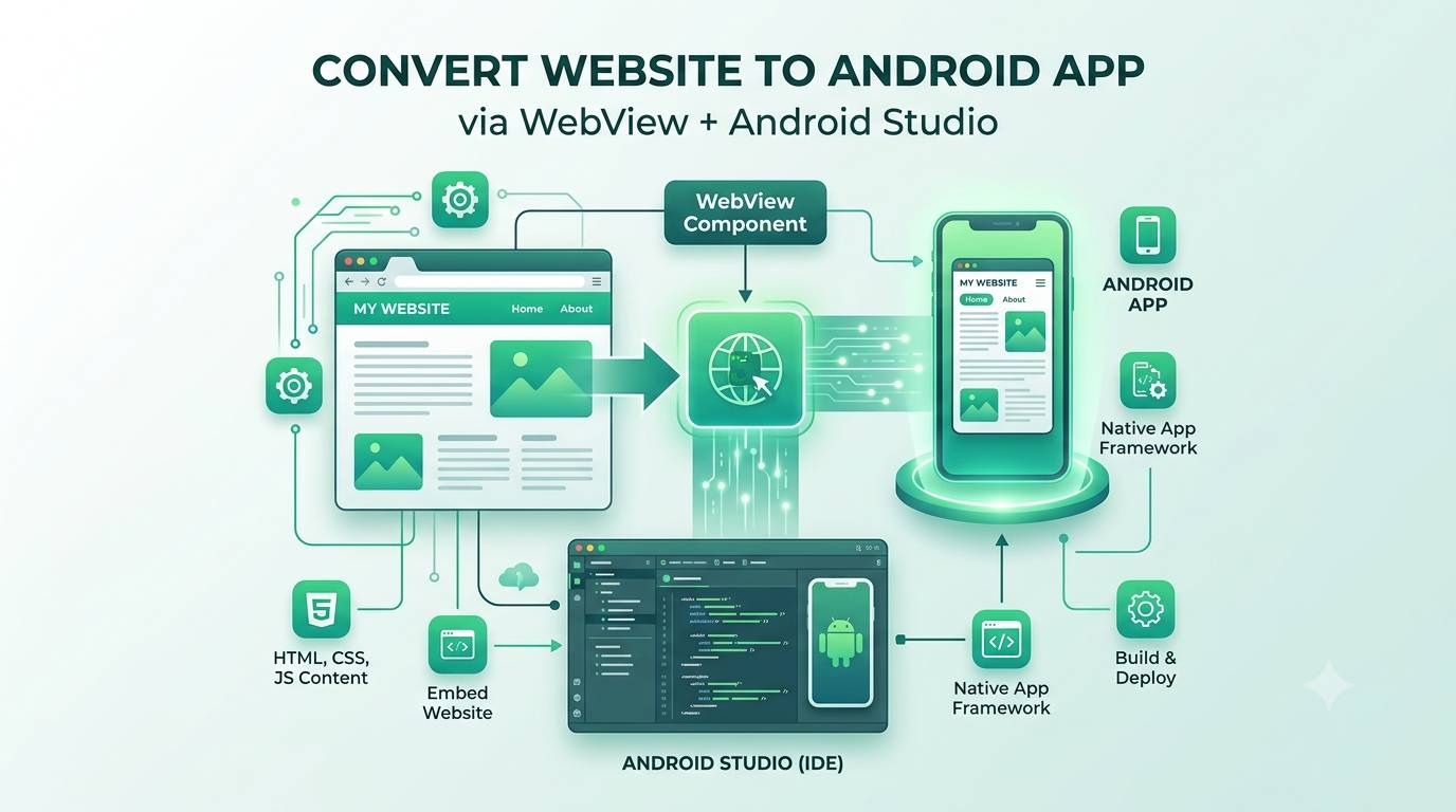Convert Website to Android App Using WebView + Android Studio (2026 Guide)
