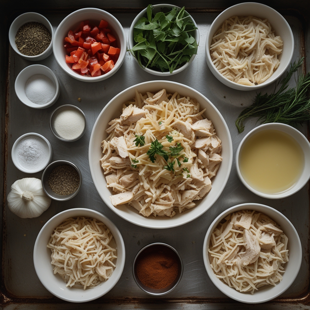 Ingredients for High-Protein Chicken Alfredo Bake for Easy Low-Carb Meal Prep with Creamy Cheese