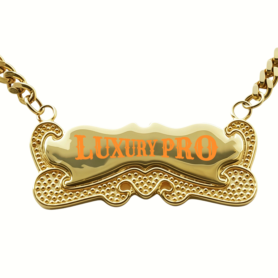 Double-Layer Etched Lace Letter Necklace