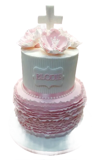 Pink & White Christening Cake For Girls CB-NC550