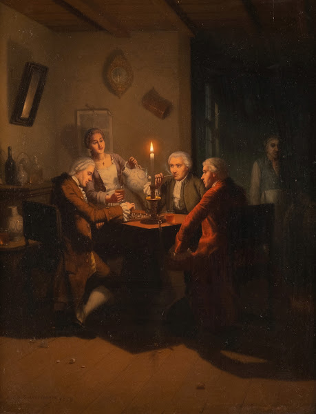 Game of chess at candle light 1859