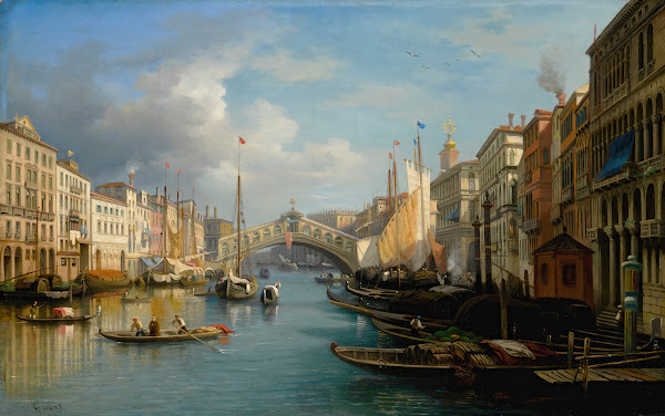 Venice A View Of The The Grand Canal And The Rialto Bridge From The South