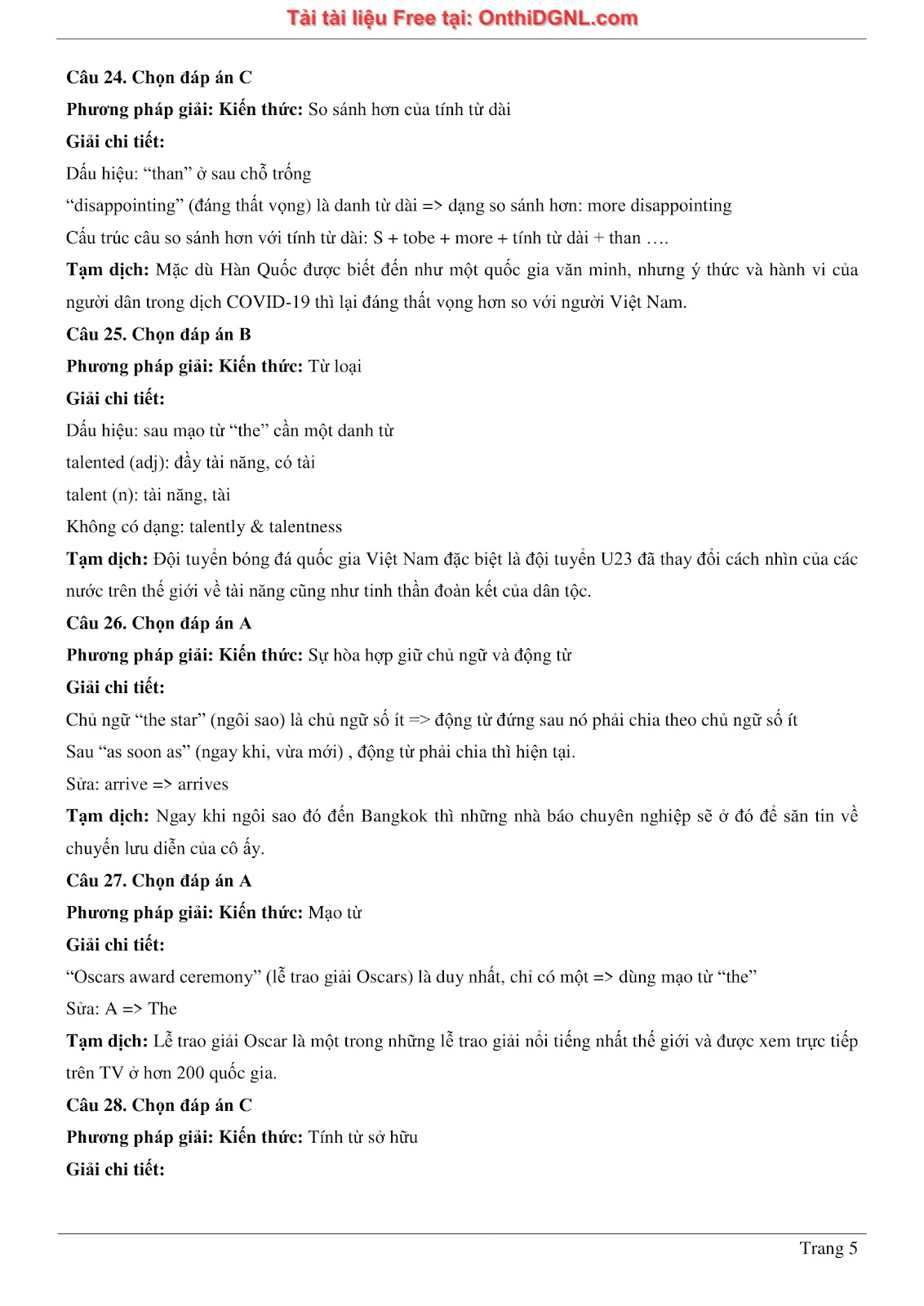 800 bài tập môn Tiếng Anh - Ôn thi ĐGNL ĐHQG TP HCM Phần 21