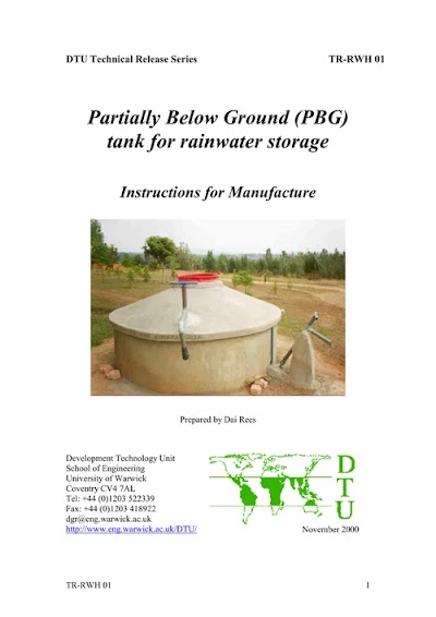 Instructions For Manufacture Of Partially Below Ground Tank For Rainwater 2000