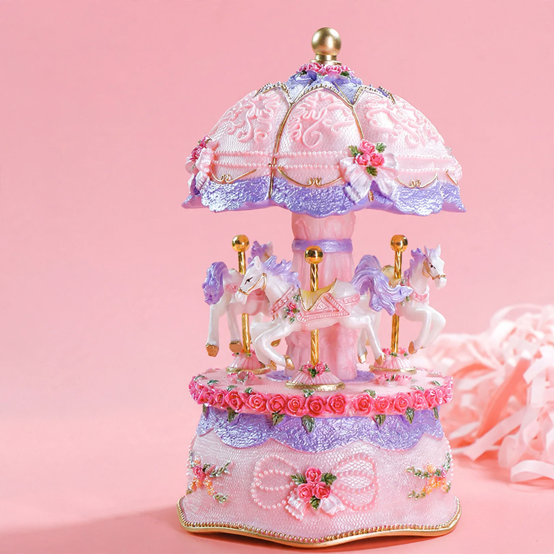 Decorative carousel music box, hand-painted