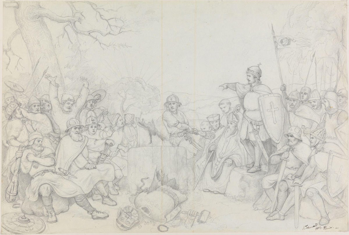 Olav den hellige omstyrter Torsbildet på Hundorp 1843